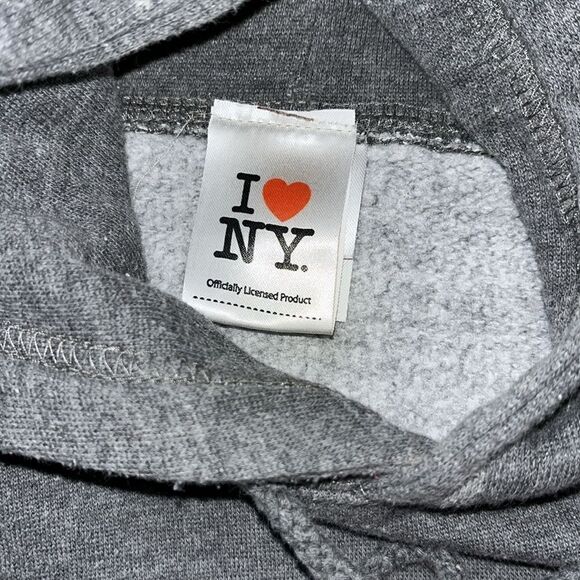 I Love ❤️ New York Officially Licened Gray Hooded Hoodie Sweatshirt Made in USA - Picture 2 of 4